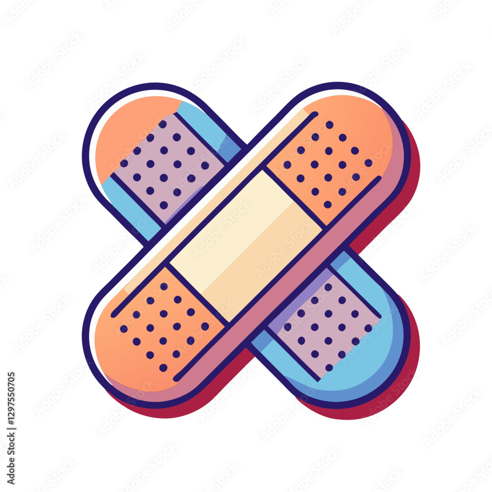 Vector illustration of crossed bandages, Vector design of two crossed bandages, often used for first aid or injury treatment, in a simple, modern style.
Vector illustration of crossed bandages, Vector design of two crossed bandages, often used for first aid or injury treatment, in a simple, modern style.