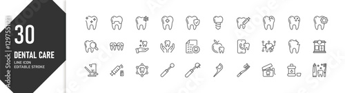 30 Dental Care line icon editable