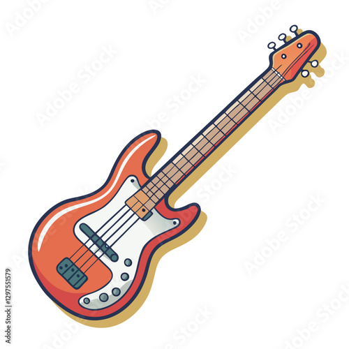Electric guitar vector illustration, A vibrant vector illustration of a red electric guitar, perfect for music, band, and instrument-related themes.
