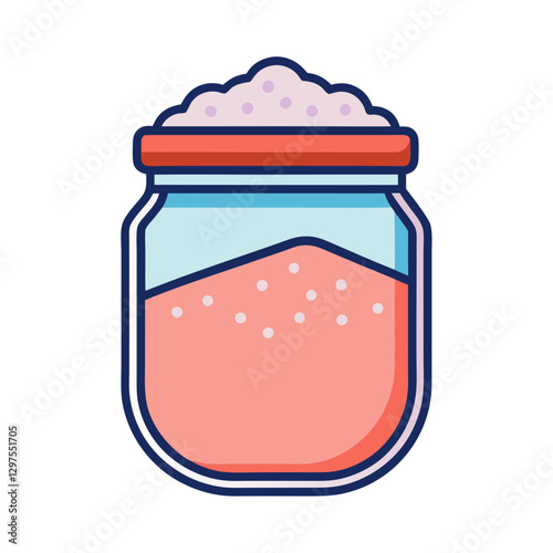 Pink salt jar vector illustration , A vector illustration of a jar filled with pink salt, ideal for culinary, cooking, and seasoning designs.
