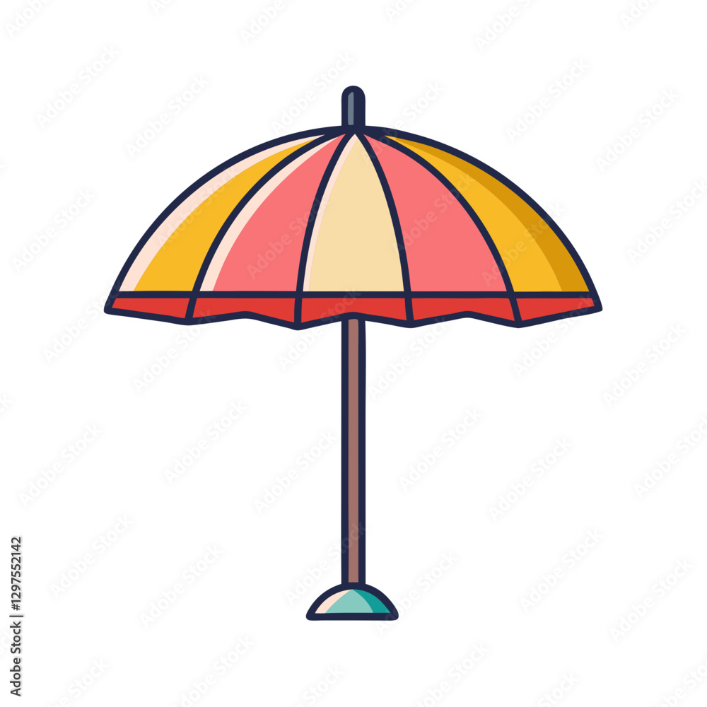 Beach Umbrella with Red and Yellow Colors, A colorful illustration of a beach umbrella with red and yellow stripes, symbolizing sunny beach vacations and outdoor relaxation.
Beach Umbrella with Red and Yellow Colors, A colorful illustration of a beach umbrella with red and yellow stripes, symbolizing sunny beach vacations and outdoor relaxation.