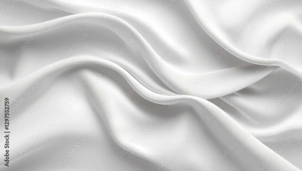 Obraz premium Smooth white fabric drapes, elegant folds, studio backdrop