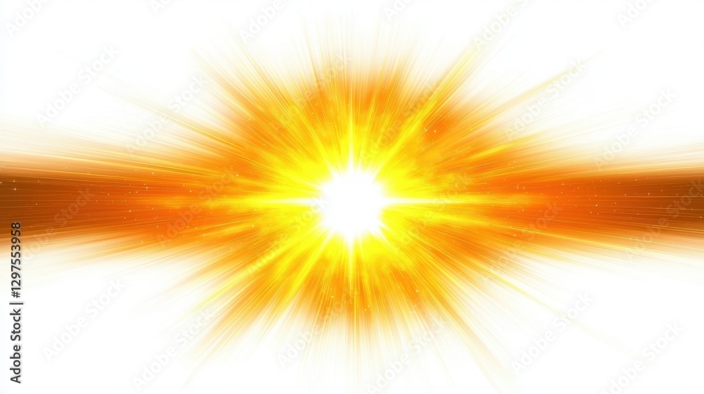 Obraz premium A bright explosion of light radiates outward, creating a striking visual effect with vibrant yellow and orange hues.