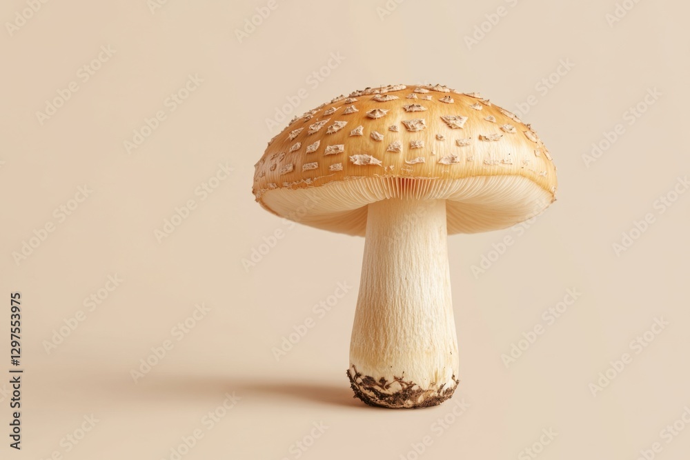 custom made wallpaper toronto digitalA single mushroom with a cap and white stem and brown specks