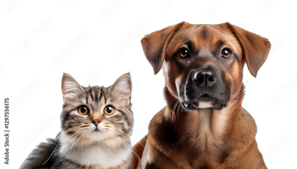 A dog and a cat looking at the camera photo studio isolated on white background A dog and a cat looking at the camera photo studio isolated on white background