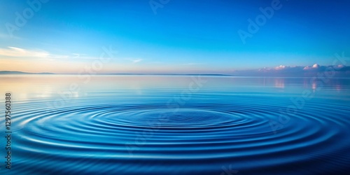 Calm Water Surface with Ripple Effects and Blue Sky Reflections