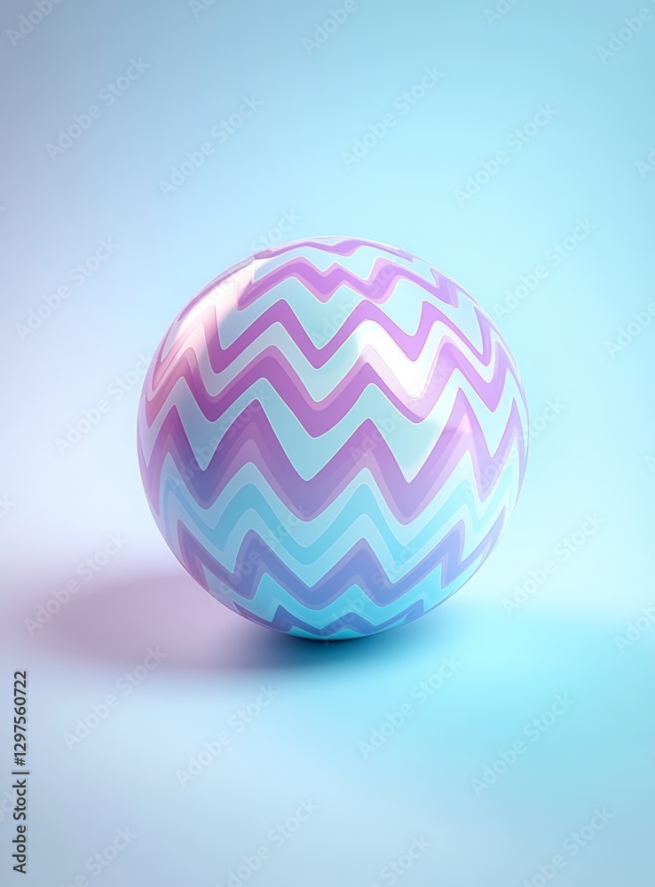 Pastel sphere with zigzag pattern on a light blue background Pastel sphere with zigzag pattern on a light blue background