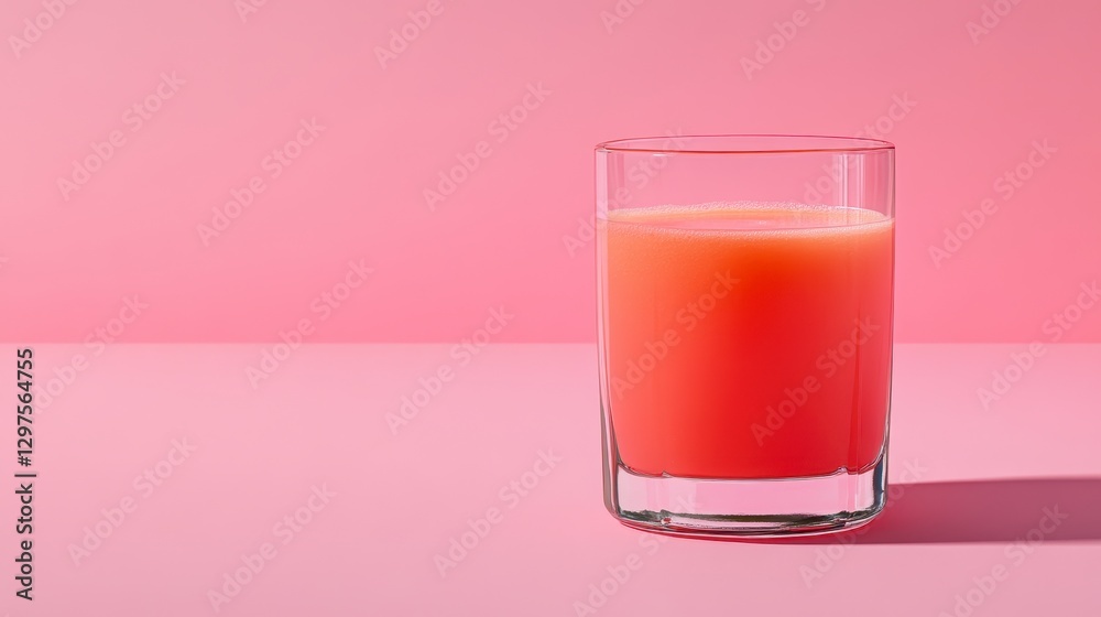 Pink Grapefruit Juice in Glass on Pink Background Pink Grapefruit Juice in Glass on Pink Background
