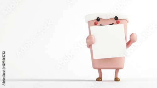 Cartoon of cup and cow milk which has cute composition brings empty board and attracts children to drink milk.