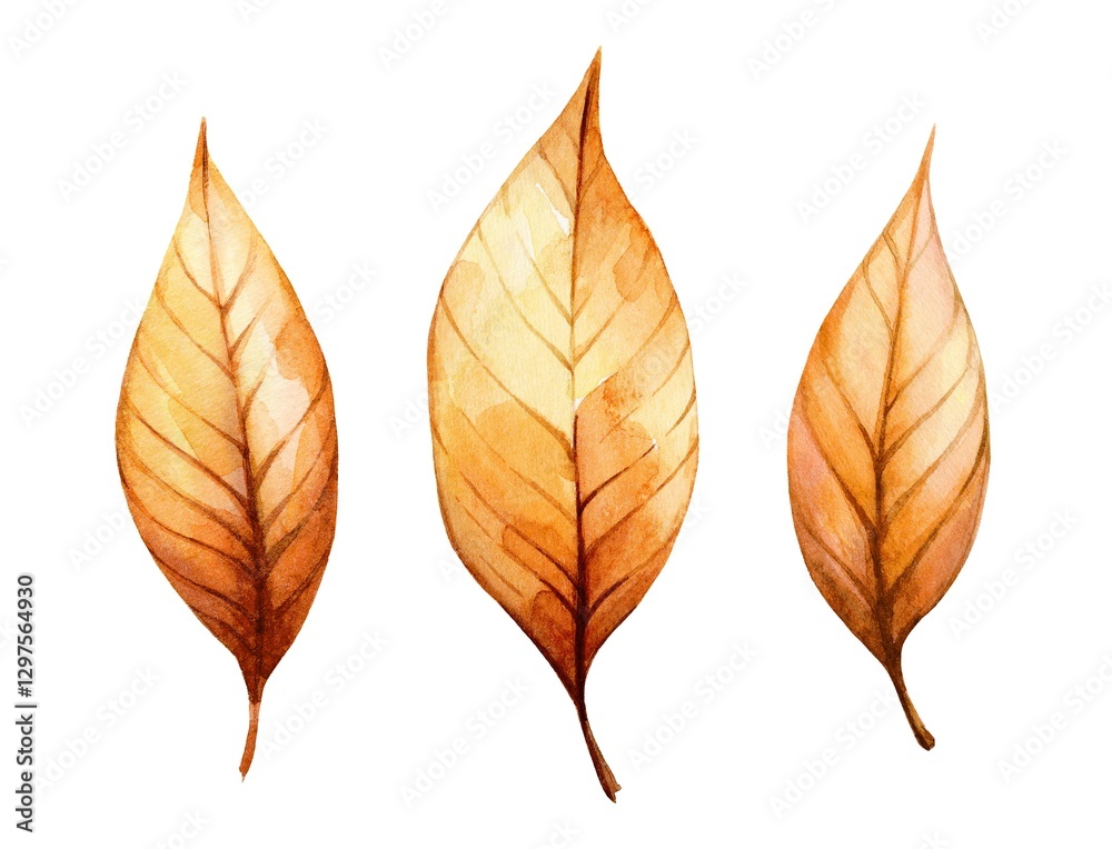 Naklejka premium Beautifully illustrated autumn leaves in various shades of orange and yellow showcase the seasonal transition