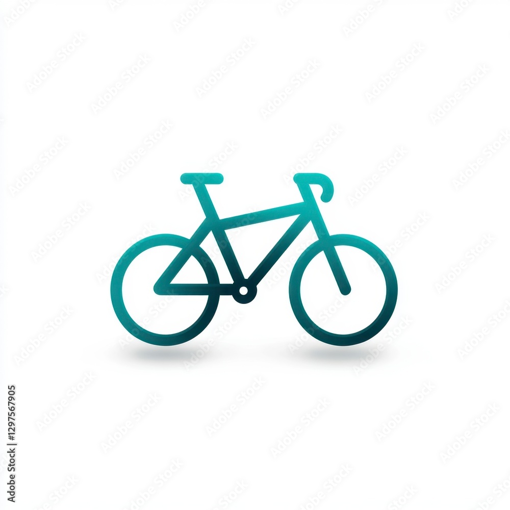 Teal bicycle icon on white background, simple design, gradient color, minimalist style, vector illustration, transportation, cycling, healthy Teal bicycle icon on white background, simple design, gradient color, minimalist style, vector illustration, transportation, cycling, healthy
