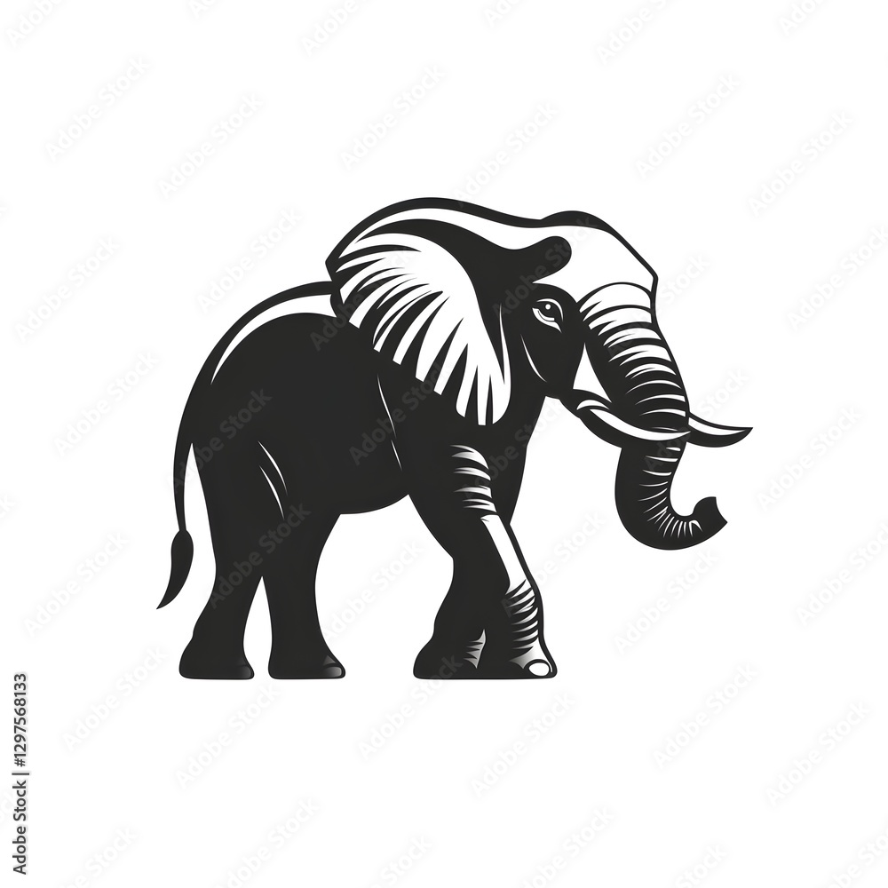 Fototapeta premium Striking elephant silhouette illustration perfect for artistic and design projects