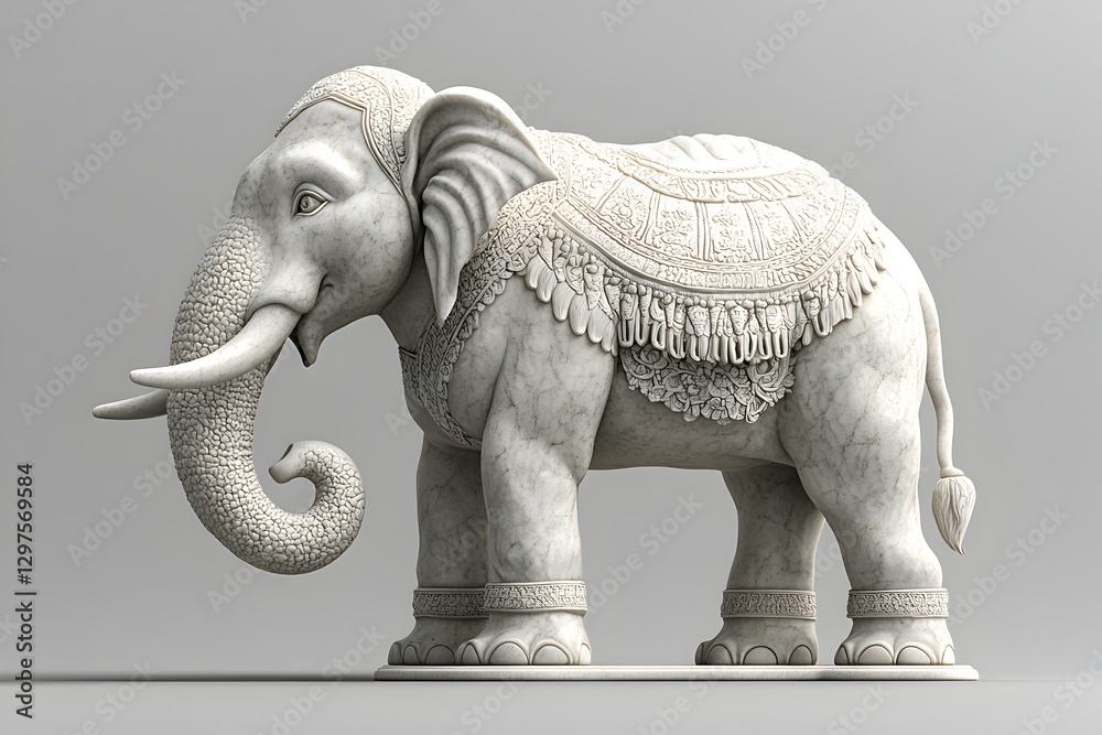 Fototapeta premium Captivating elephant statue elegantly displayed as a symbol of strength and majesty in art