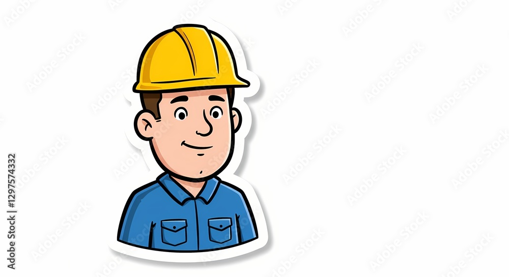 Cartoon Construction Worker Sticker Illustration Cartoon Construction Worker Sticker Illustration