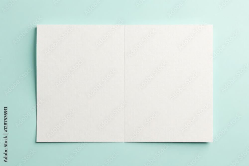 A Blank Folded Card Mockup on a Light Blue Background, Ready for Your Design and Message A Blank Folded Card Mockup on a Light Blue Background, Ready for Your Design and Message