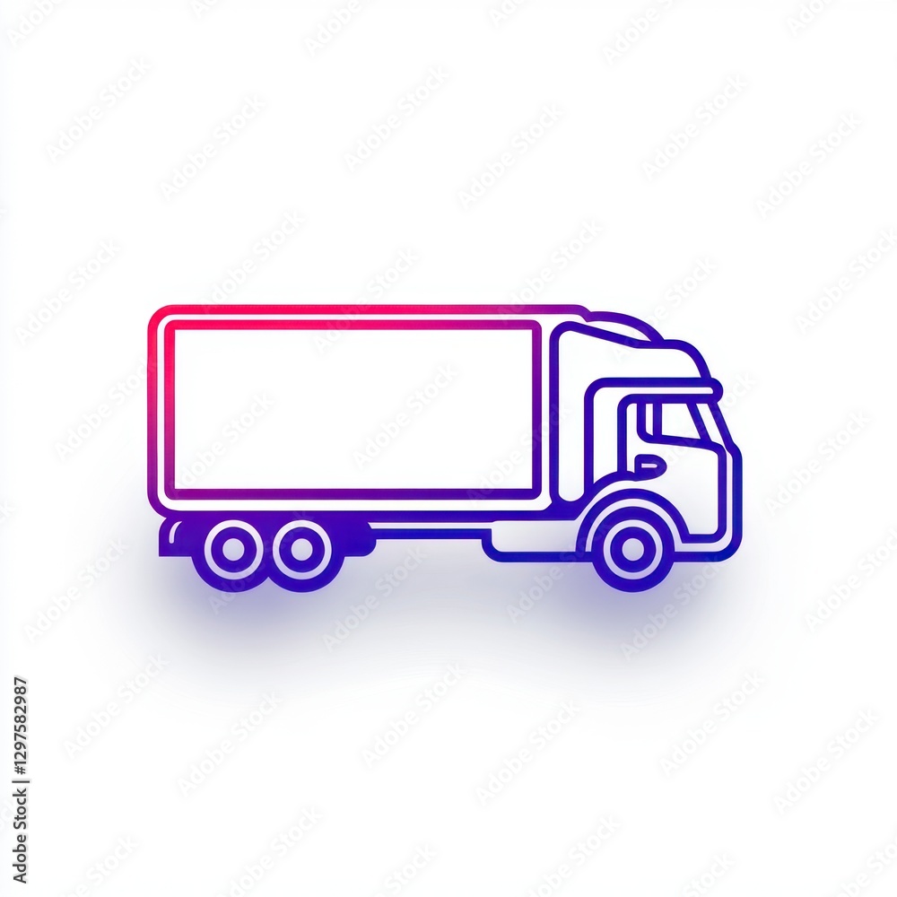 A vibrant pink and blue gradient outline of a delivery truck on a white background. Simple, clean design ideal for logistics or transportation A vibrant pink and blue gradient outline of a delivery truck on a white background. Simple, clean design ideal for logistics or transportation
