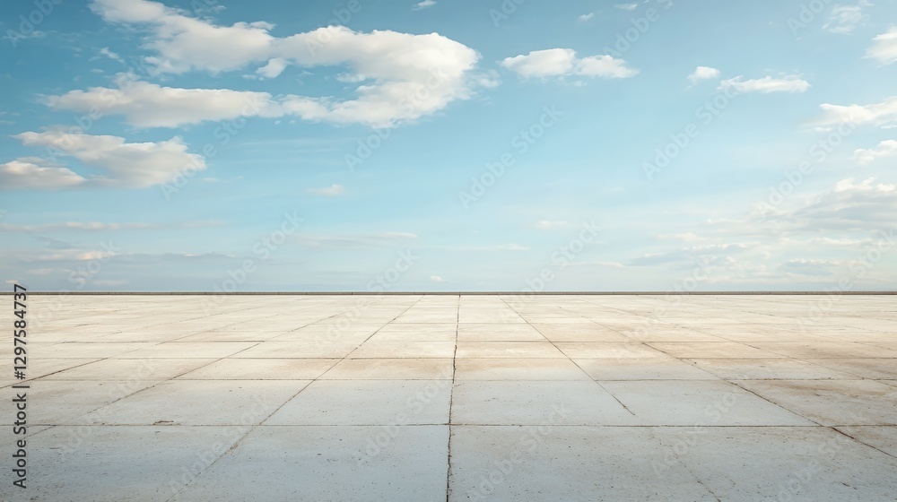 Vast Expanse of White Ground Under a Blue Sky with Fluffy Clouds Vast Expanse of White Ground Under a Blue Sky with Fluffy Clouds
