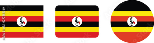 Official Flag of Uganda, in Square and Oval Formats
