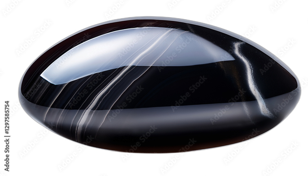 Polished black onyx gemstone on transparent background (png) Polished black onyx gemstone on transparent background (png)