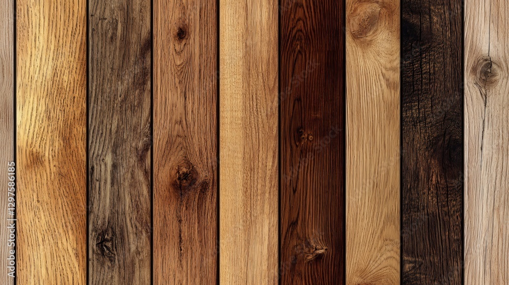 Naklejka premium Rustic Wood Texture Background Diverse Shades of Oak