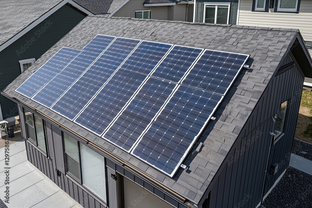 Fototapeta premium Solar panels maintained and installed using smart technologies.