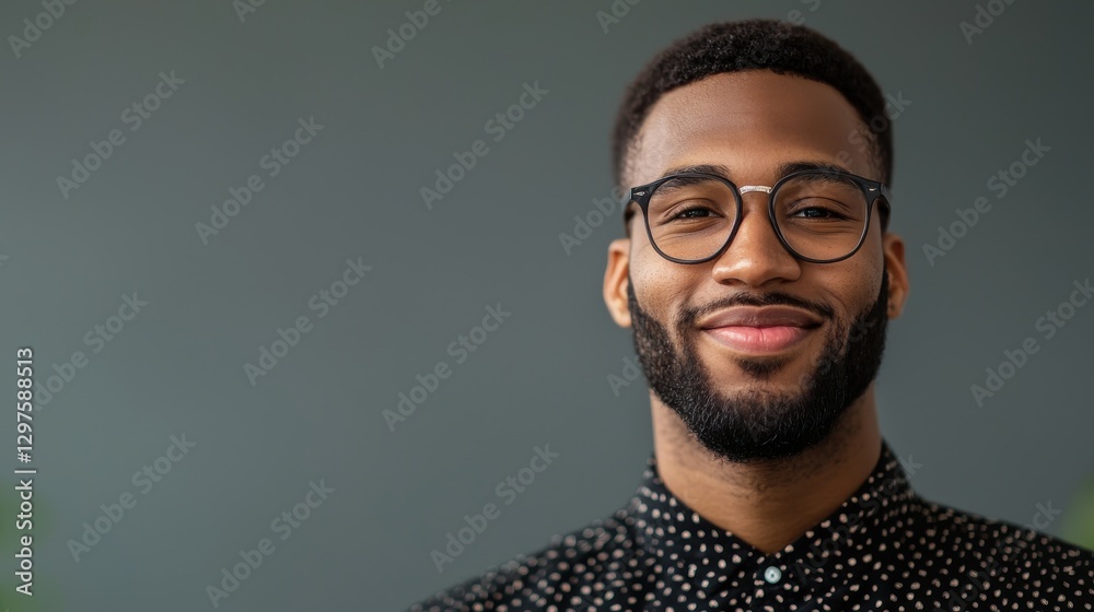 Fototapeta premium Communication Negotiation concept. Confident African American Businessman in Glasses Smiling During Negotiation
