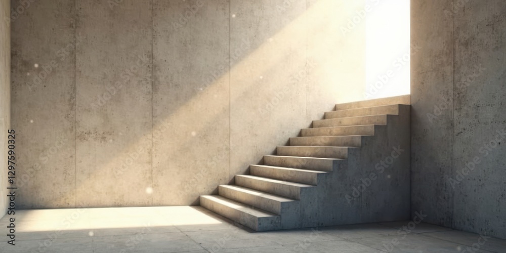 A sunlit concrete stairway ascends towards an unseen destination, symbolizing progress and ambition in a minimalist architectural setting. A sunlit concrete stairway ascends towards an unseen destination, symbolizing progress and ambition in a minimalist architectural setting.