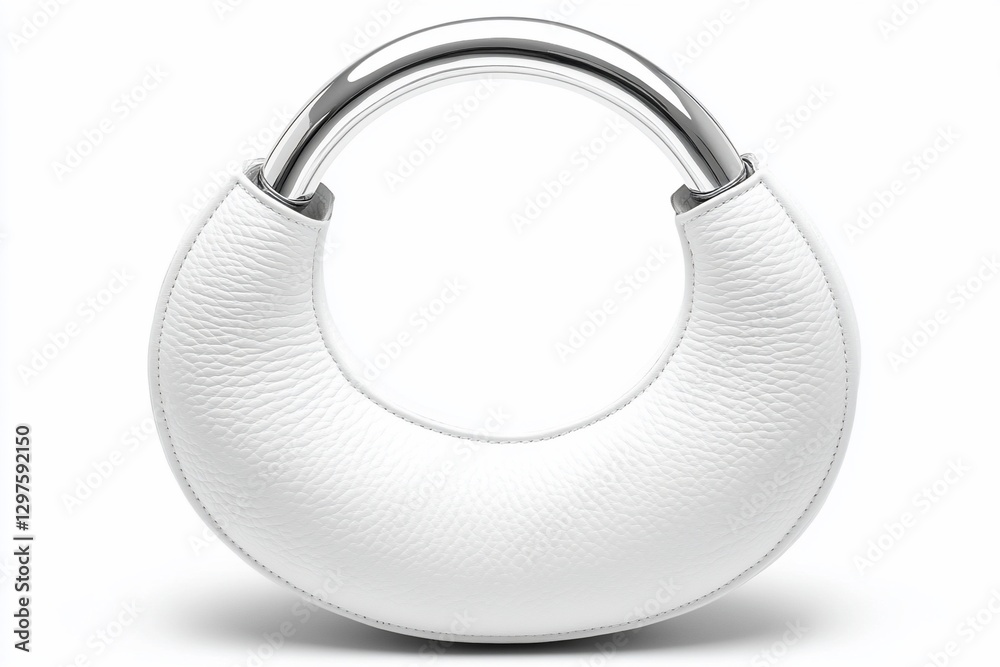 custom made wallpaper toronto digitalWhite leather handbag, circular design, studio shot, minimalist background, fashion accessory