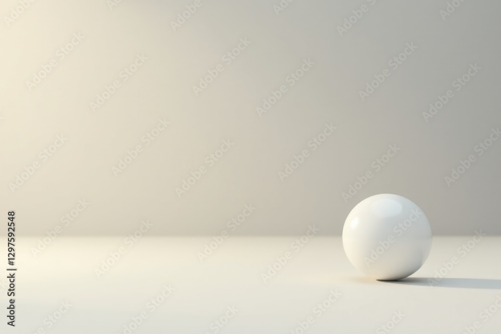 A single, pristine white sphere rests on a minimalist, off-white surface, bathed in soft, diffused light A single, pristine white sphere rests on a minimalist, off-white surface, bathed in soft, diffused light