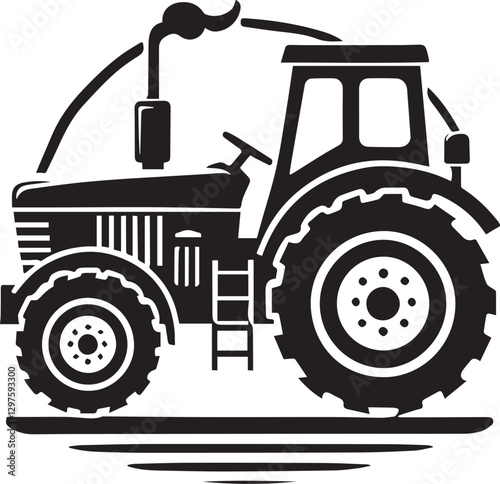  old tractor silhouette design, tractor vector illustration, tractor logo, tractor silhouette vector black and white