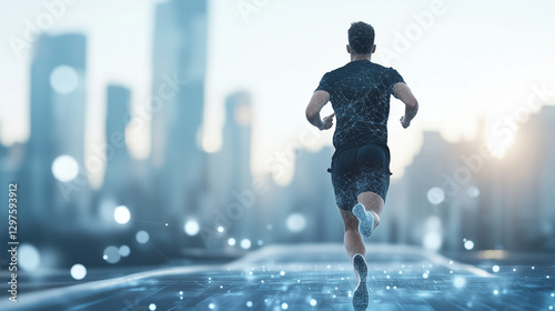 Man's Urban Run: Silhouette...