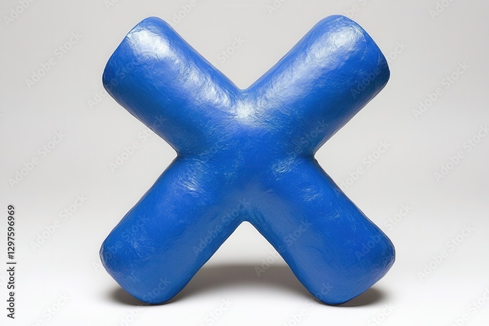 Obraz premium Sparkly Blue Three Dimensional X Shape On White Background