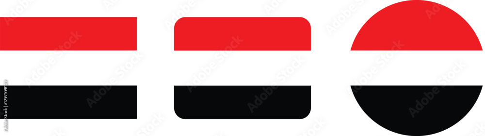 Yemen Flag Design Elements in Various Shapes