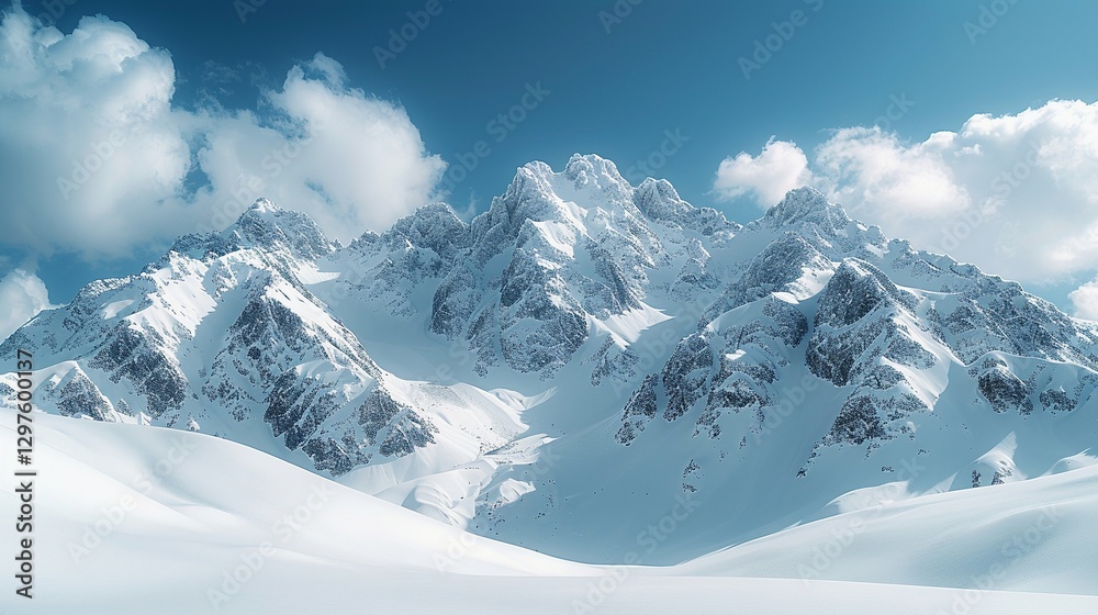 雪をかぶった山々の低角度からの眺め12