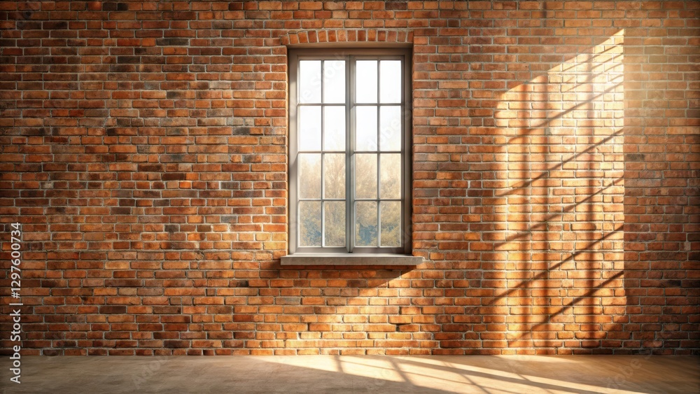 Brick wall with large window and natural light pouring in through it , building, structural, building Brick wall with large window and natural light pouring in through it , building, structural, building
