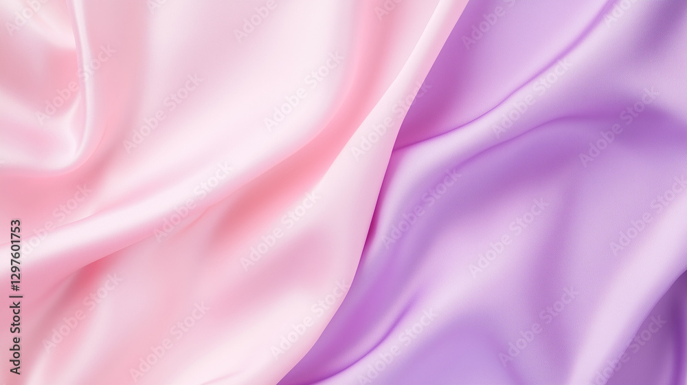 Obraz premium Ethereal Silk: Captivating interplay of light and shadow dances upon the delicate folds of pastel pink and lavender silk, weaving a tapestry of softness and opulence
