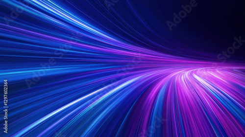 Abstract background with colorful light trails on the road, a concept of speed and motion