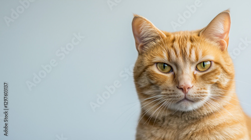 Ginger Cat's Gaze: A captivating close-up of a ginger cat with striking yellow-green eyes stares intently, conveying an aura of serenity.