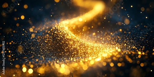 Digital artwork of a glowing DNA strand made of golden particles, symbolizing the building blocks of life, Generative AI
