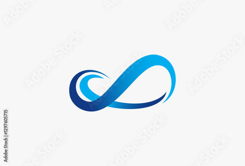 Infinity Wave Logo. Curve Line Logotype Template Usable for Business and Branding Related with Ocean, Sea, Surf, Water, Wet, Sphere, motion, Round, Nature, Splash Creative Design Element.