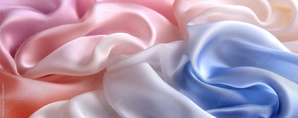 Flowing Silk Ribbons in Soft Hues of Tranquility, Generative AI Flowing Silk Ribbons in Soft Hues of Tranquility, Generative AI