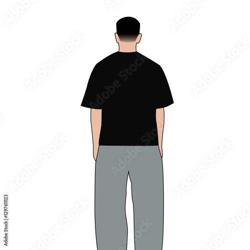 back of a man wearing black shirt