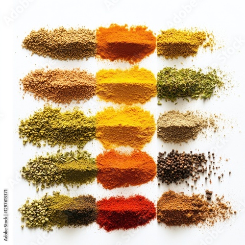 Vibrant Spice Collection: A Colorful Array of Aromatic Spices photo