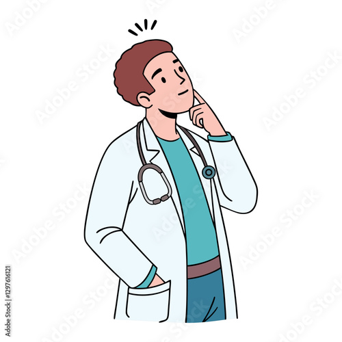 Doctor Thinking Worried About Medical Diagnosis