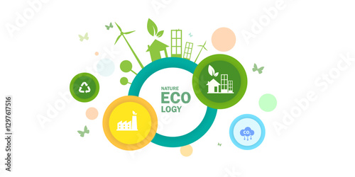 ecology concept of green life with natural environment city, tree, renewable energy sustainability, recycling economy, concept