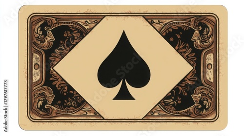 Vintage Playing Card - Ace of Spades with Ornate Design