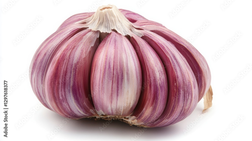Obraz premium Fresh Purple Garlic Bulb Isolated Product Shot on White Background