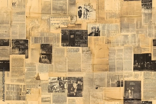 Vintage Newspaper Print Seamless Collage Pattern Background
