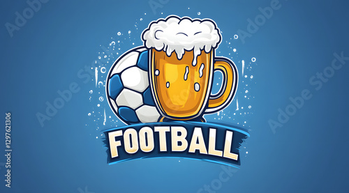 Football concept, drinking beer while watching the game