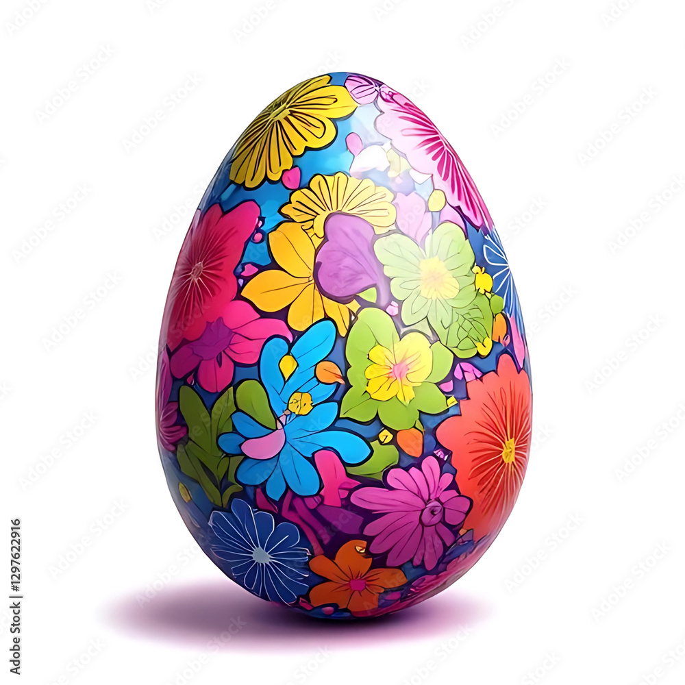 Fototapeta premium Springtime Blossoms: A Vibrant Garden-Inspired Egg